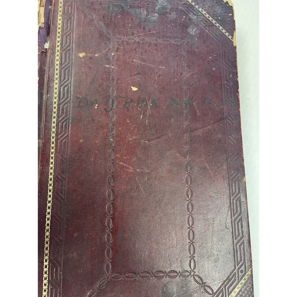 1903-1906 Leather Journal Ledger Store Ephemera Handwritten Paper Junk Journal